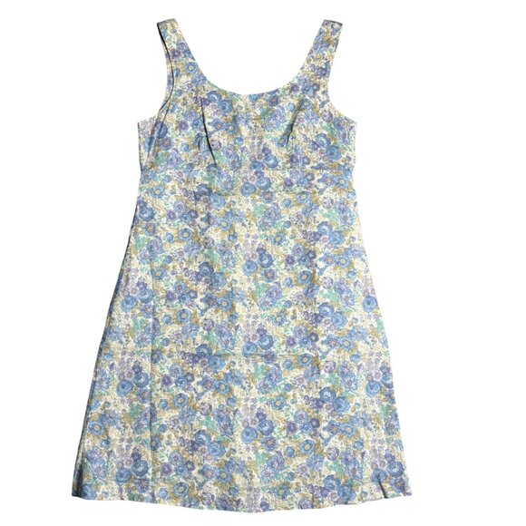 vintage Laura Ashley floral tank dress size US 8 6 blue purple white 90s linen - Picture 2 of 9